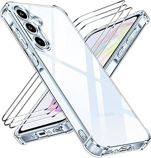 Funda ivoler para Samsung Galaxy A35 5G, Anti-Amarillo y Transparente con Tecnología Absorción de Impactos, Cristal Templado, Protección Mejorada de Pantalla y Cámara, Target Especial Militar