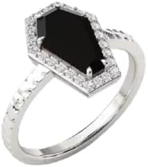 1.00 CT Vintage Coffin Shape Black Onyx Engagement Ring Boho Style Coffin Ring For Women Black Onyx Statement Ring Coffin Gemstone Ring Gift For Her