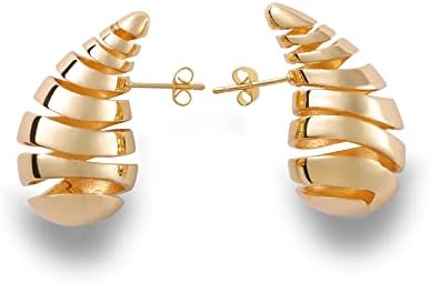 Apsvo Earring Dupes Chunky Gold Hoop Earrings for Women Girls, Gold Plated Lightweight Drop Dangle Teardrop Waterdrop Earrings Trendy Fashion Jewelry Gifts
