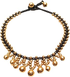 Infinityee888 Anklet Bells Adjustable Brass Bell bead Rope Braided Ankle Bracelet Indian Boho Handmade Charm Anklets for Women, Teengirl-BCBEL1