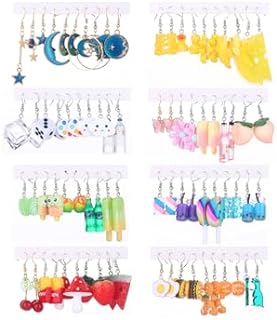 40 Pairs Weird Cute Earrings for Women Funny Kawaii Funky Dangle Earrings Set Including Planet Astronaut Gummy Water Bottle Mushroom Flowers Animal Creative Earrings Party Jewelry Gifts