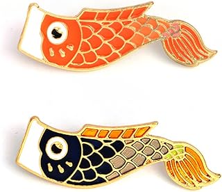 VEINTI+1 Two-color Carp Fish Brooch Cartoon Animal Crucian Carp Enamel Brooch Pins Set for Unisex Child Women's Clothing Decorate (Japanese Style Koi Fish Set)