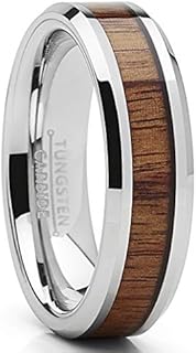 Stunning Unisex Tungsten Carbide Koa Wood Wedding Ring by Metal Masters Co. - Comfort Fit and Versatile Design for Men and Women