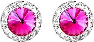 Rosemarie & Jubalee Women's Timeless Classic Statement Hypoallergenic Post Back Halo Earrings Made With Premium Crystals