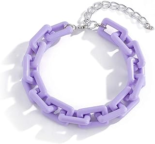 Colorful Resin & Acrylic Chunky Link Chain Choker Necklace with Easy-hook Clasp for Women - Bold Style Indie Y2K Jewelry