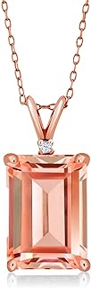 Elegant 18K Rose Gold Plated Nano Morganite Pendant Necklace for Women with Cable Chain and Spring Ring clasp, October Birthstone