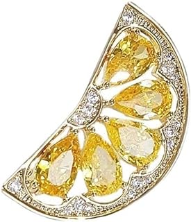 Cute Rhinestone Lemon Brooch Pins, Fashion Fruit Crystal Brooches Pin,Sweet brooch,Suit Stud, Shirt Studs, Lapel Pin for women for men，Dainty Christmas Wedding Birthday Mother's Day Holiday Jewelry