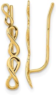 14k Yellow Gold, French Wire Back, Infinity Ear Climber Earrings with Gemstones for Women