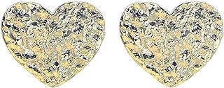Gold Texured Stud Earrings for Women Gold Nugget Earrings Heart Stud Earrings Unisex Hammered Textured Nugget Earring Birthday Jewelry Gift for Women Men