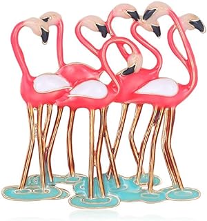 Alloy Metal Enamel Pink Flamingo Brooch and Pin for Women Friendship