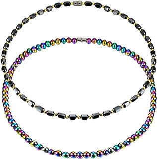 Hematite Magnetic Necklace Black Multicolor Magnetic Beads Pain Relief Therapy Arthritis Migraine Headaches Necklace