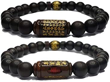 Buddhist Bracelet - 1pcs Buddhism Chinese Zodiac Made of Jujube Tree and Three Charm (Energize, Achievement, Health) Included Original Chakra Infused Word of Buddha for Men Woman 8mm Beads