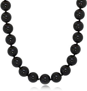 10mm Polished Black Onyx Beaded Necklace For Women | 925 Sterling Silver Clasp