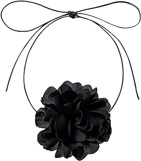 Flower Rose Choker Necklace Black Big Rosette Velvet Silk Gothic Adjustable Chain Y2K Jewelry Accessories