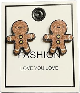 Christmas Stud Earrings Wooden Christmas Tree Snowman Bell Stud Earrings Cute Festive Jewelry for Women Kids Teens Girls