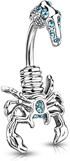 Dynamique Scorpion with Multi Gemmed Head And Tail 316L Stainless Steel Belly Button Ring (per Piece)