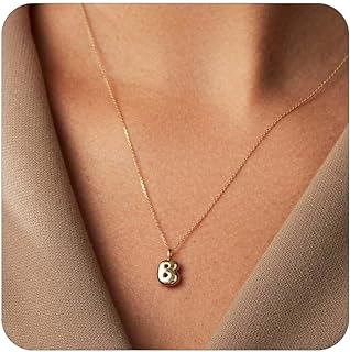 Gold Initial Necklaces for Women Cute Small Bubble Letter Necklace Personalized Name Pendant Necklace Gold Jewelry Gifts for Women Girls