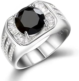 Men's 925 Sterling Silver Men's Silver Ring Set with CZ Cubic Zirconia Sparkling Simulated Diamond Ring Wedding/Engagement/Anniversary/Valentine's Day Promise Ring Size 6-13