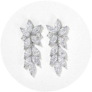 SWEETV Marquise Wedding Earrings for Brides, Bridal Bridesmaid Earrings for Wedding, Cubic Zirconia Dangle Drop Earrings for Women