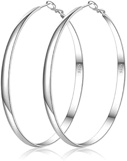Senteria Sterling Silver Hoop Earrings for Women Hypoallergenic 925 Sterling Silver Large Hoop Earrings Lightweight Large Silver Hoop Earrings Big Silver Hoop Earrings for Women 30/40/50/70mm