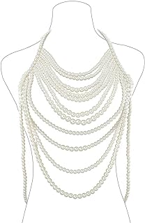 Pearls Body Chain Bra Sexy Shawl Necklace Pearl Tops Halter Shoulder Chain Beaded Backless Chest Chains Rave Body Jewelry Festival Party Summer Beach