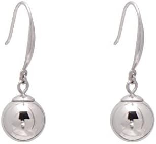 Women's 925 Sterling Silver French Wire Hook Earrings with Glossy Silver Ball Drop Design