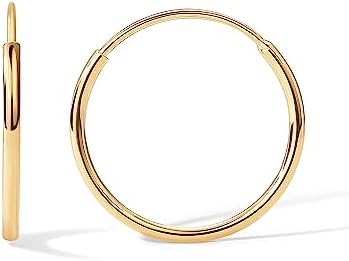 PAVOI 14K Gold Lightweight Infinity Sleeper Hoops | Thin Endless Infinity Huggie Hoop Earrings for Women | 14K Solid Gold & 14K Gold Plated Earrings - View Video for Easy Wearing Guide