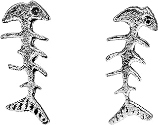 AeraVida Cute Casual Little Fish Bone .925 Classic Sterling Silver Stud Earrings for Men Women