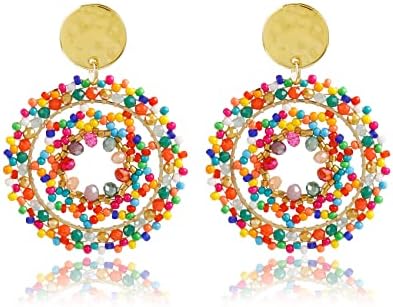 Colorful Women's Dangle Earrings with French Wire Back Finding and Drop Design