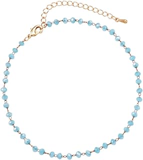 Rosemarie Collections Women's 3mm Crystal Bead Ankle Chain Bracelet Anklet, 9"+ 2" Extender