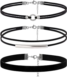 4PCS Black Choker for Women Black Velvet Choker Lace Choker Set Layered Classic Choker Necklace Black Choker Set Adjustable Choker Collar Gothic Chokers for Women Choker Jewelry for Women/Girls