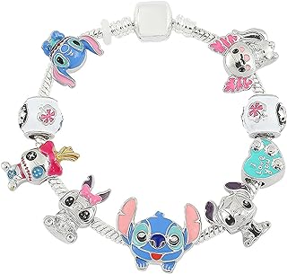 ANEIMIAH Stitch Charm Bracelet, Inspiration Stitch Charms Womens Girls Cute Snake Chain Jewelry Birthday Gifts