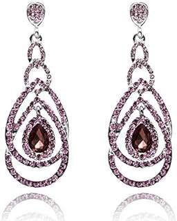 Cute Hollow Crystal Rhinestone Teardrop 8-Shaped Long Dangle Earrings for Women Fashion Strand Jewelry
