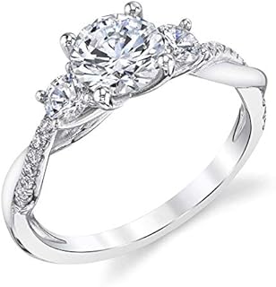 1.48 Carat 3 Stone Moissanite Engagement Rings for women Moissanite Rings Platinum Plated Silver rings