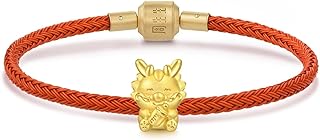 Chow Sang Sang Women's 24K Solid Gold Dragon Charm Bracelet with Box Chain, No Gemstone, Dragon Design - 94391C