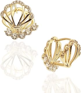 Push-Back Clip-On Helix Earrings: Sonateomber Gold Stainless Steel Mini Hoops for Women & Girls - Warp-Design Formal Jewelry Gift