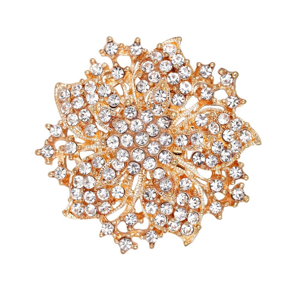 Fashion Jewelry Beautiful Silver Plated Rhinestone Crystal Brooch Pin for Woman