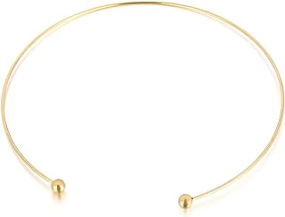 Gold Open Choker Necklace Ball Decor Cuff Collar Necklace Gold Open Cuff Choker Statement Jewelry for Women Girls