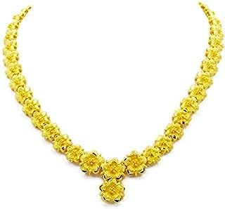 24K Yellow Gold Plated Bridal Necklaces Pendant Choker Flower Chain 17 Inches