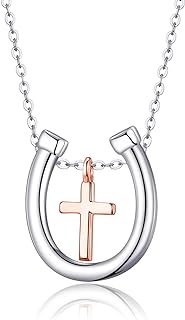 Horseshoe Necklace for Women Horse Cross Equestrian Jewelry Gifts for Girls