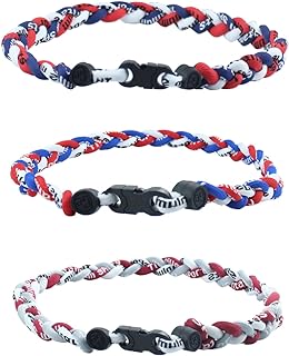 3 Pieces Baseball Necklaces Three Colors Three Braided Rope Tornado Titanium Necklaces Sport Rope Necklaces for Boys Men Player