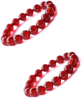 2 Pcs Carnelian Crystal Bracelet Natural Healing Gemstone Bracelet, Anxiety Stress Relief Jewelry,8mm Semi Precious Stone Bracelets for Men Women