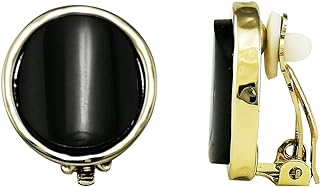 Simple Fashion Acrylic Circle Black Resin Clip-on Earrings For Women Girls No Piercing