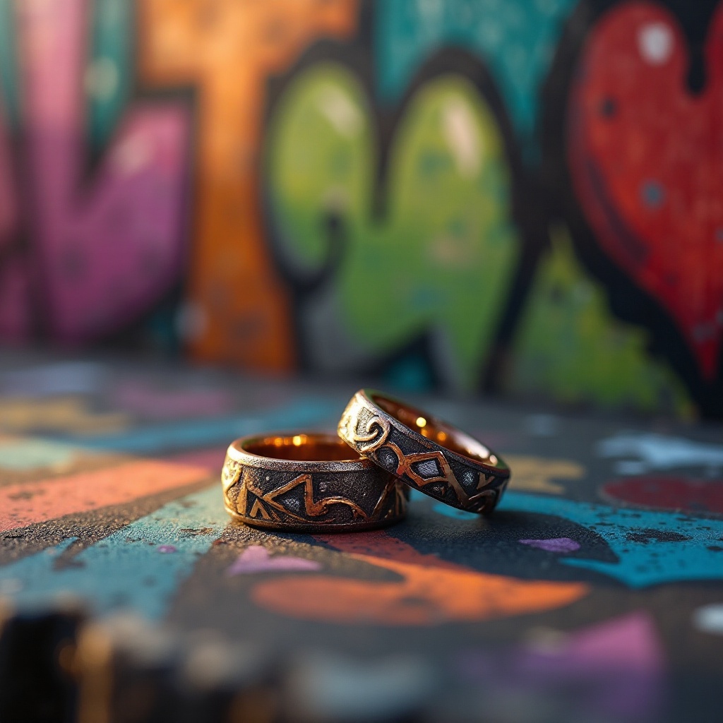 Anillos de Compromiso de Graffiti: Arte y Amor Unido