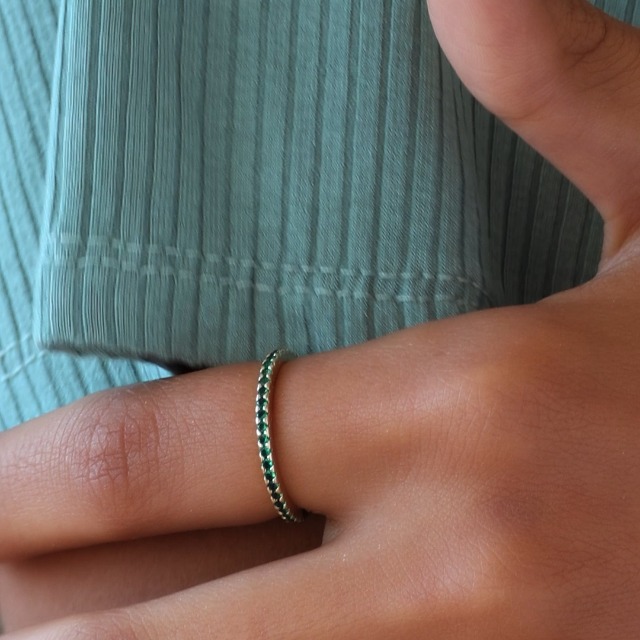 14K Gold Plated Sterling Silver Colored CZ Stones Stackable Ring | Simulated Diamond Eternity Bands for Women