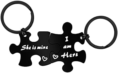 Baipilu Funny Lesbian Gifts Puzzle Piece Keychains Set Gay Pride Gift LGBT Keyring Gift Same Sex Gift For Girlfriend Her Couple Gift for Birthday Anniversary Keychains for Wedding Valentines Day