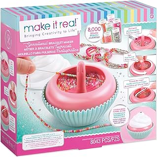 Make It Real - Sweet Swirls Spinsational Bracelet Maker - DIY Friendship Bracelet & Jewelry Maker - Includes Easy to Use Bead Spinner, Colored Beads, Elastic Cord & Stickers - Makes 20 Bracelets