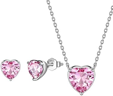 Pink Crystal Heart Necklace with Spring Ring Clasp, Cubic Zirconia Gem for Women, Wedding/Engagement/Bridal Design