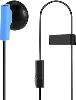 Kafuty Casque PS4 VR intra-auriculaire pour adulte avec micro intégré et haut-parleurs 9,2 mm, design ergonomique bleu élégant, compatible autres appareils audio 3,5 mm pour gaming