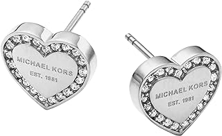 Women's Stainless Steel Michael Kors Silver-Tone Stud Earrings with Push Back Design - Chic Metal Earring Fashion Jewelry